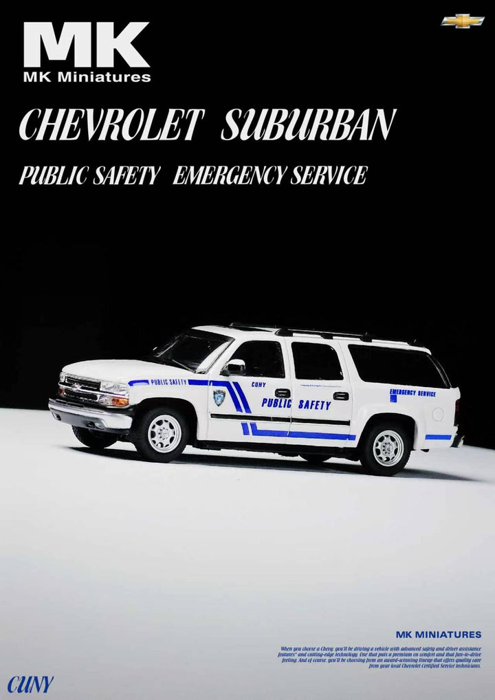 [Preorder] MK Miniatures 1:64 2003 Chevrolet Suburban Campus Police PUBLIC SAFETY EMERGENCY SERVICE MK2401-05-A1