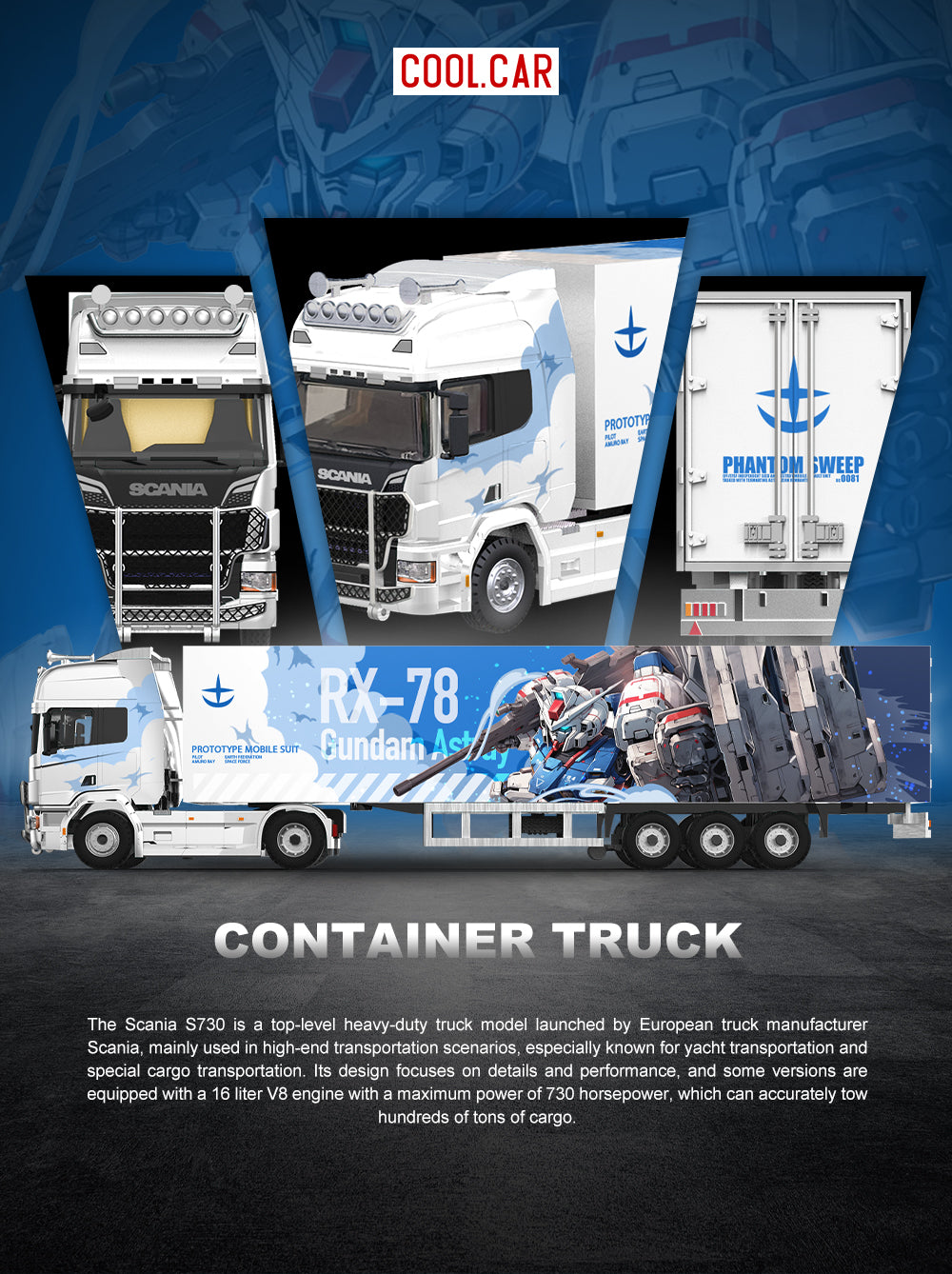 [Preorder] Cool Car 1:64 Scania Container Truck -RX-78 Mecha Livery CC644021