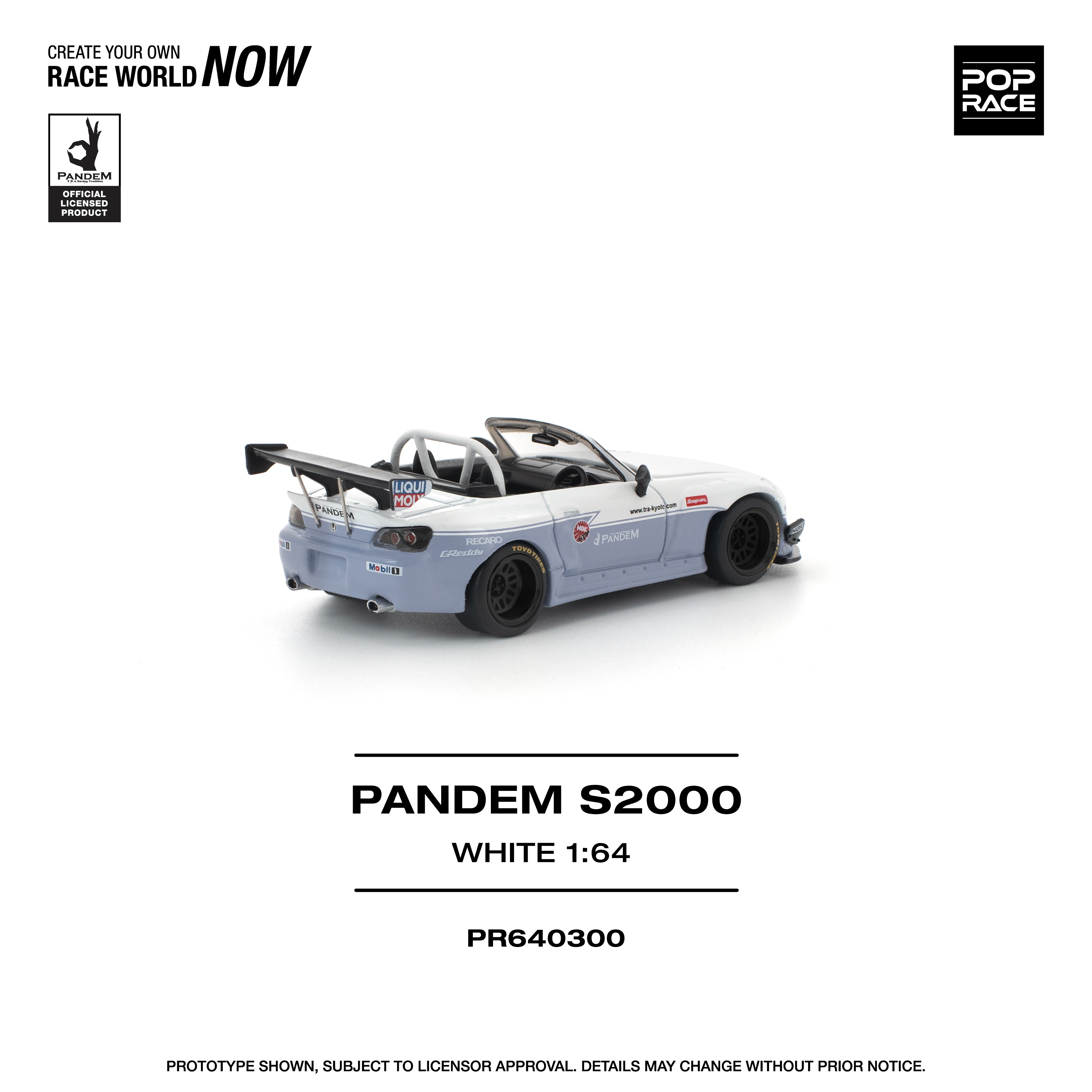 Preorder] POPRACE 1:64 Honda PANDEM S2000 WHITE NEW TOOLING