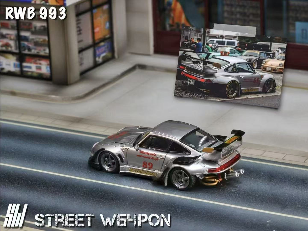 [Preorder] Street Weapon 1:64 Porsche RWB 993 heavenly Double Exhaust Track Livery (2 Versions)