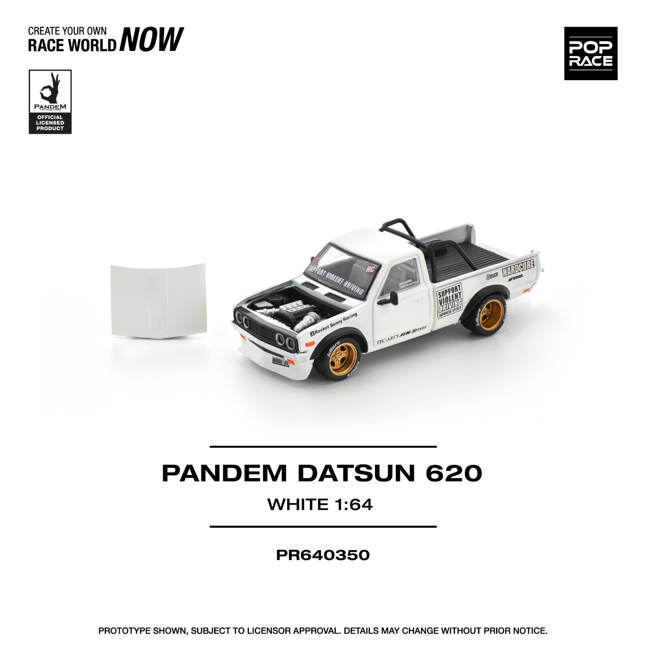 POPRACE 1:64 PANDEM DATSUN 620 WHITE PR640350 – Horizon Diecast