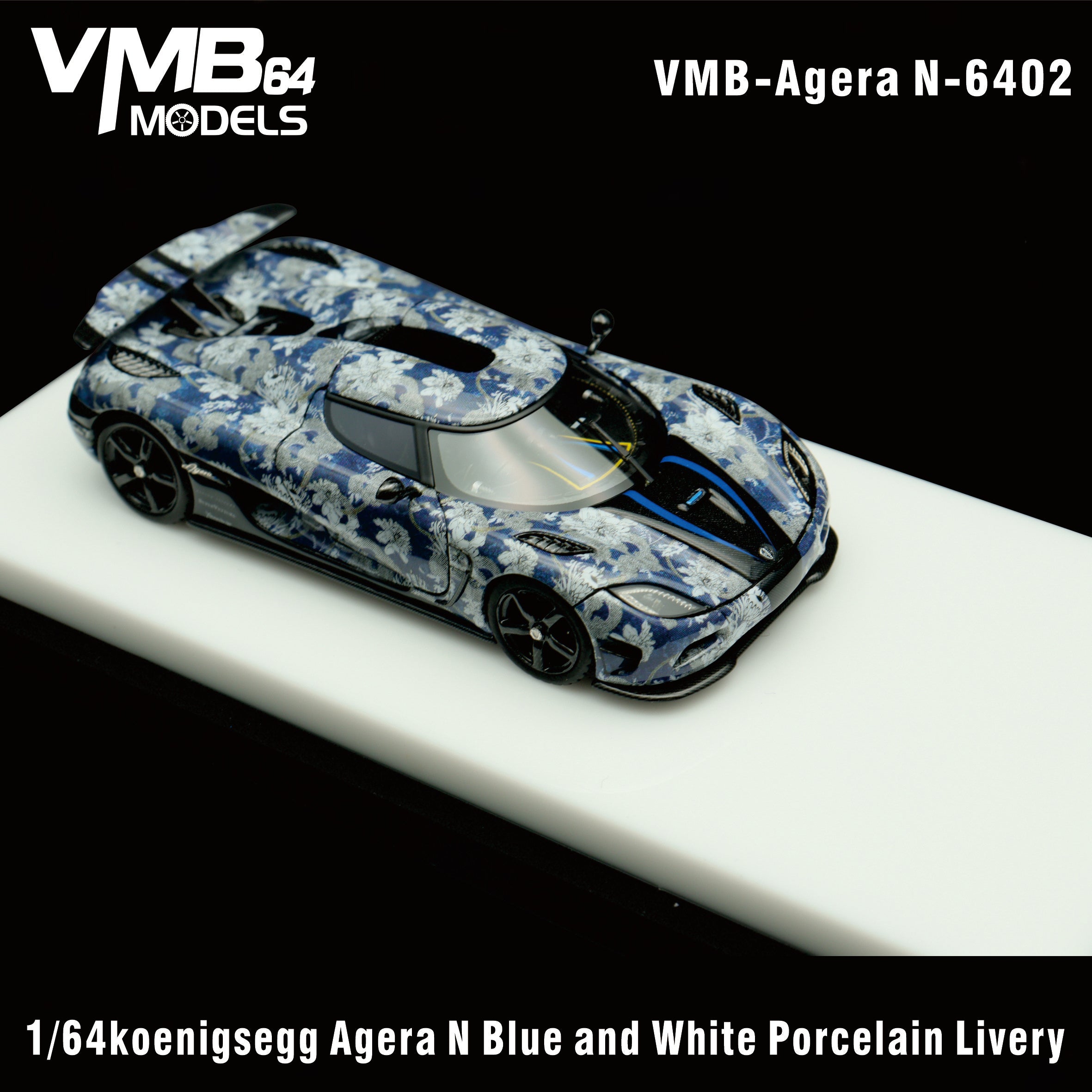 【新品未使用品】 AMAHAGAN Edition Hydaelyn Preorder] VMB 1:64 Koenigsegg Agera Blue and White Porcelain