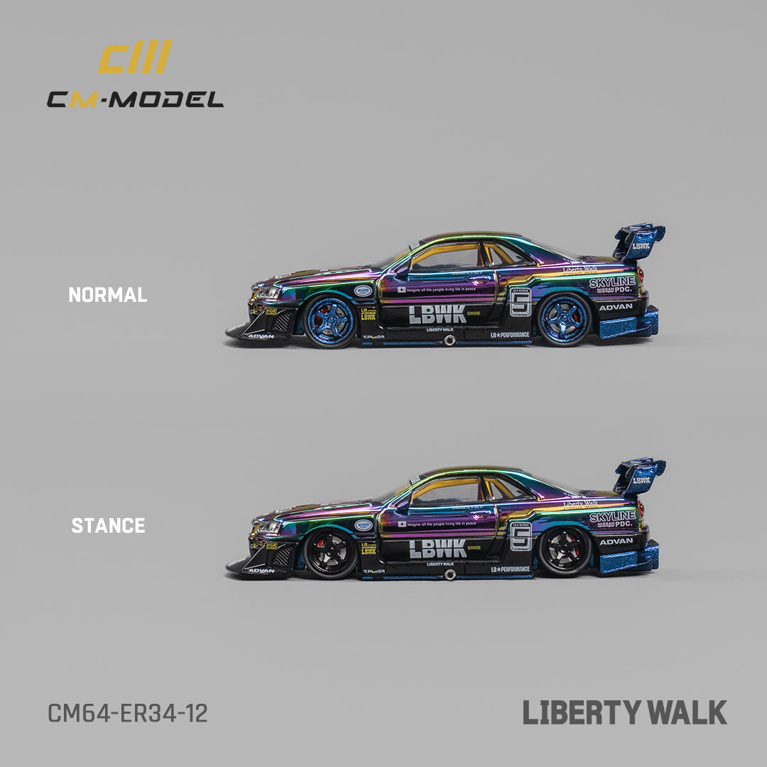 【希少】1/64 ER34 LBWK スーパーシルエット Preorder] CM Model 1:64 Nissan LBWK ER34 Super silhouette - Chrome