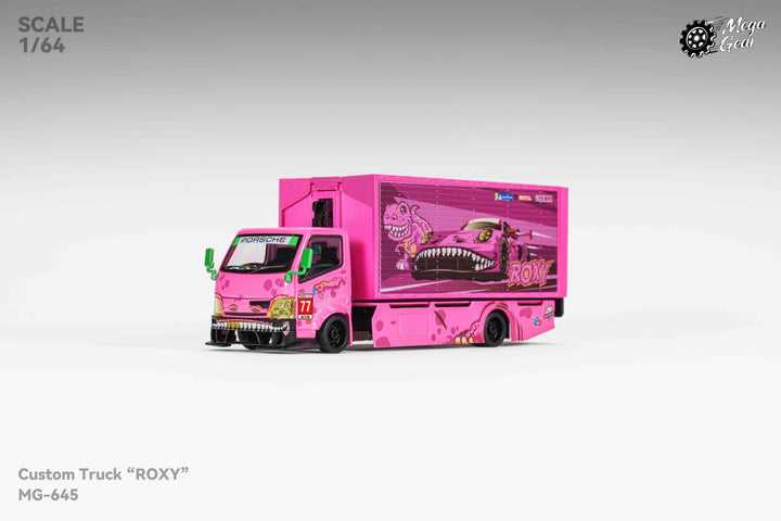[Preorder] Mega Gear 1:64 Custom Box Truck - Green / Pink Dino (2 Versions)