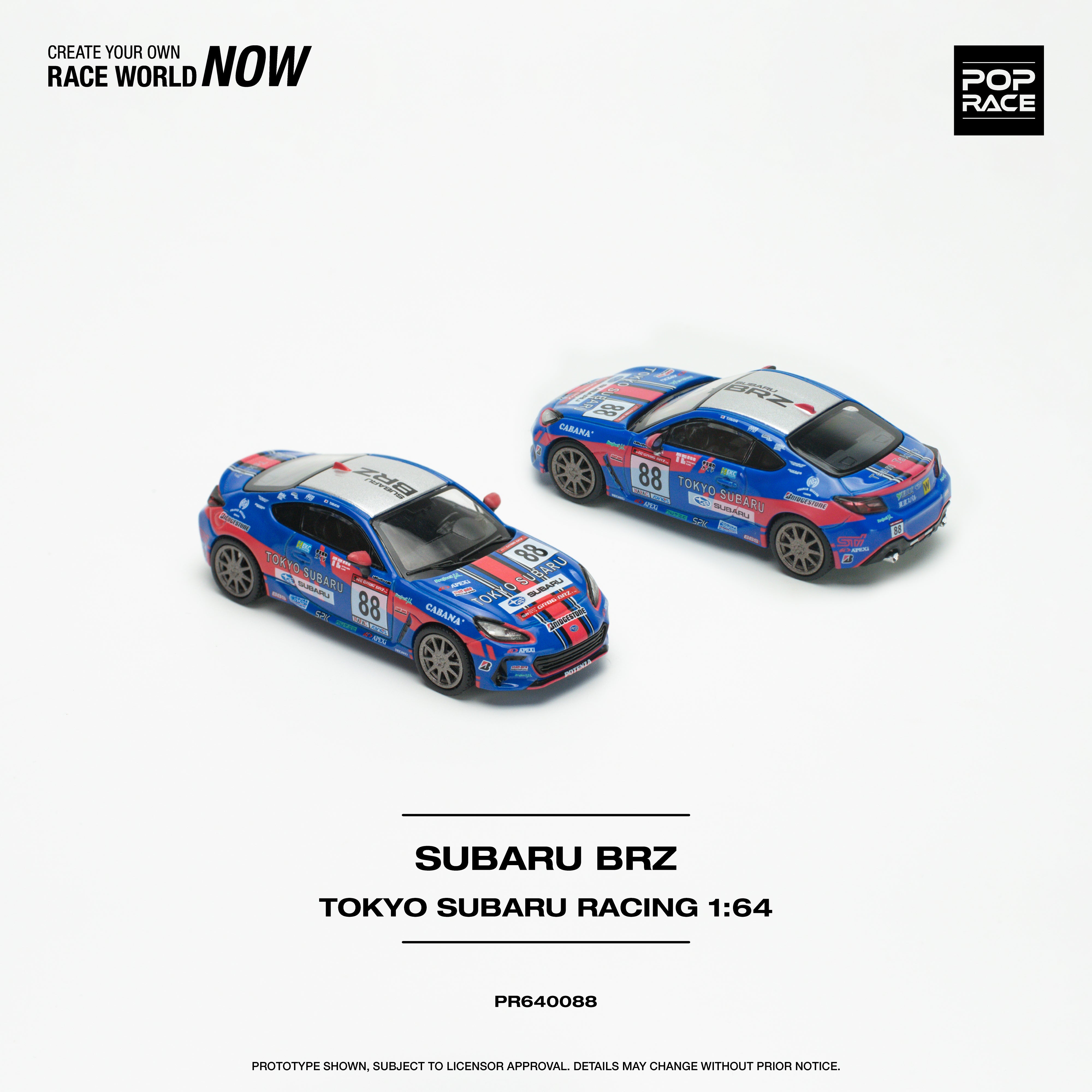 POPRACE 1:64 SUBARU BRZ - TOKYO SUBARU RACING #88 PR640088