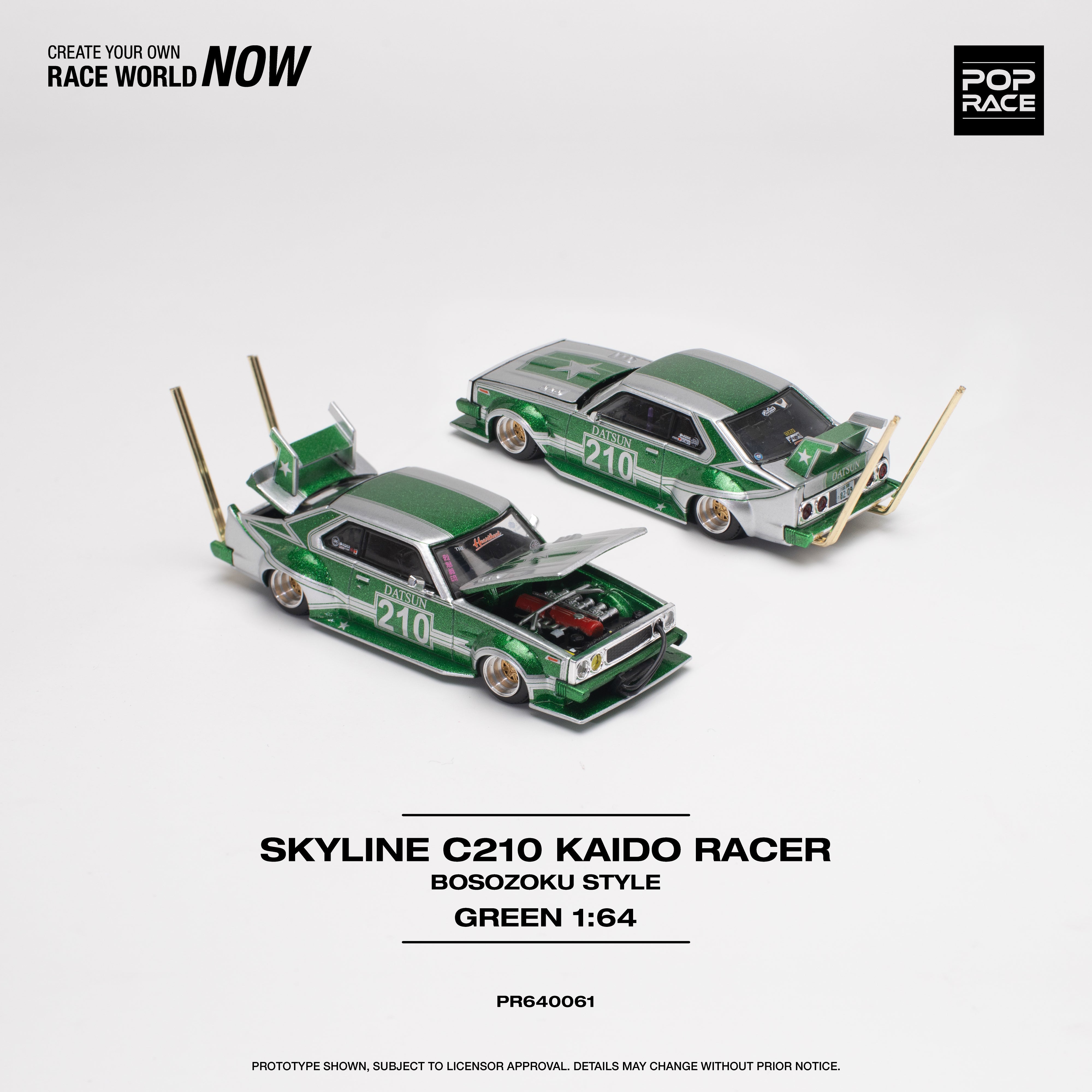 POPRACE 1:64 Skyline C210 Kaido Racer (BOSOZOKU STYLE) PR640061