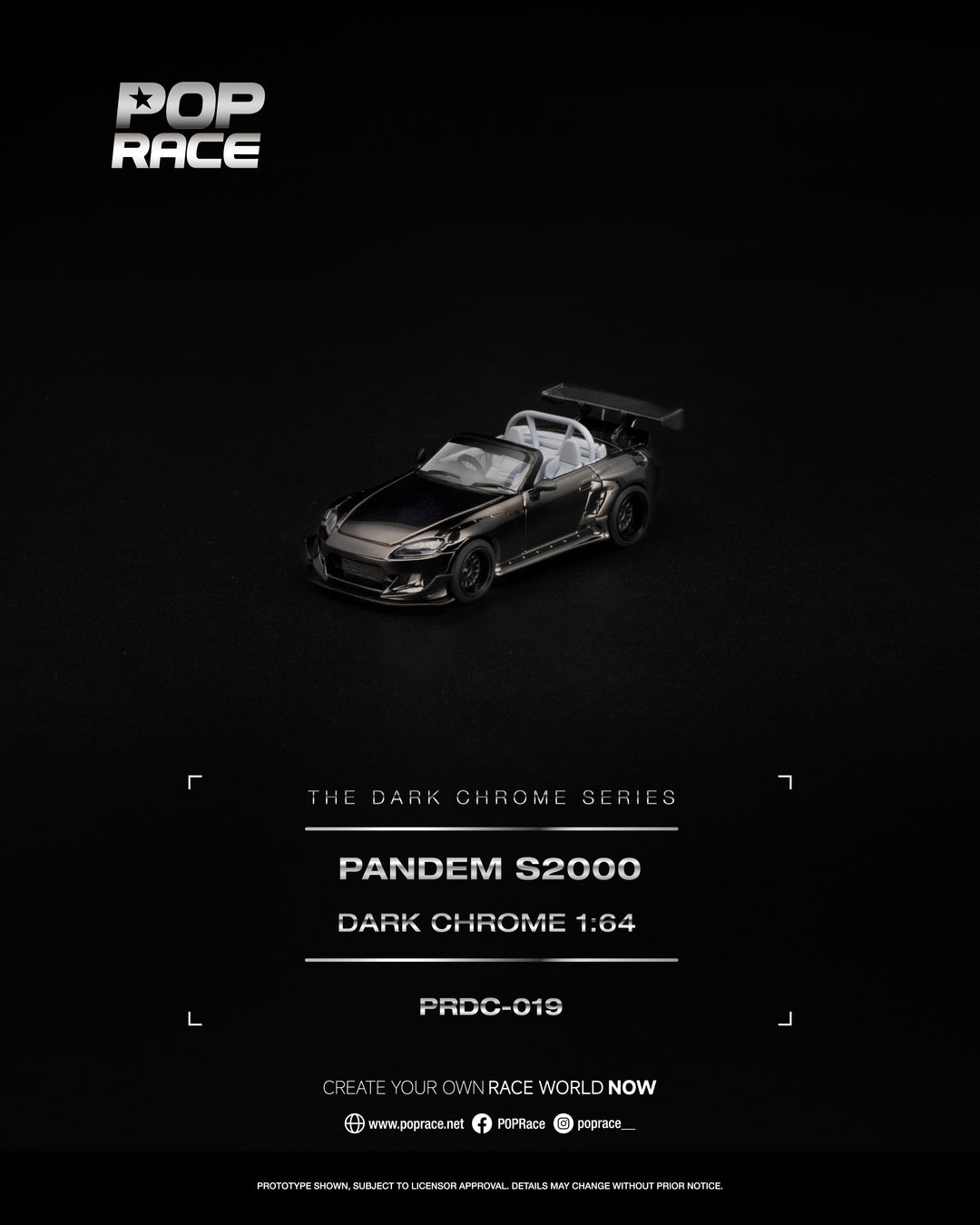 [Preorder] POPRACE 1:64 PANDEM S2000 DARK CHROME PRDC019