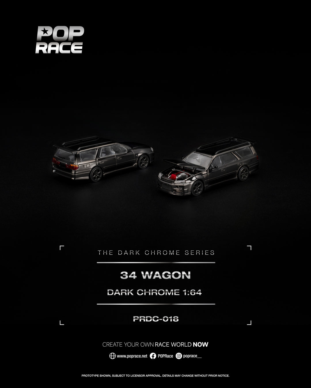 [Preorder] POPRACE 1:64 R34 WAGON DARK CHROME PRDC018