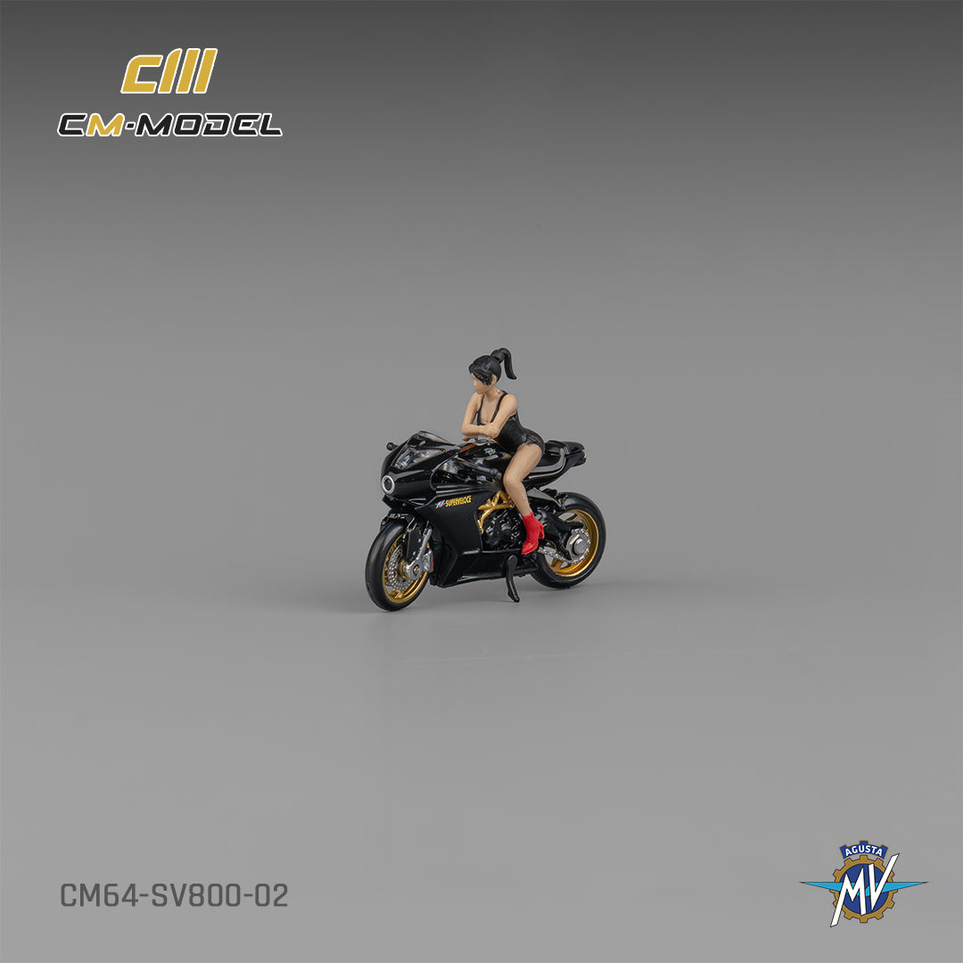 [Preorder] CM Model 1:64 MV Agusta SV800 Black with showgirl