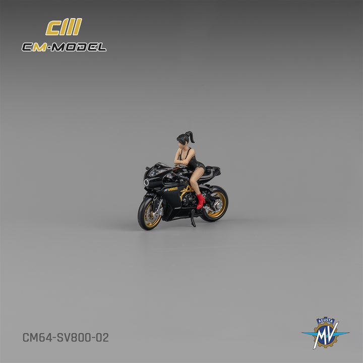 [Preorder] CM Model 1:64 MV Agusta SV800 Black with showgirl