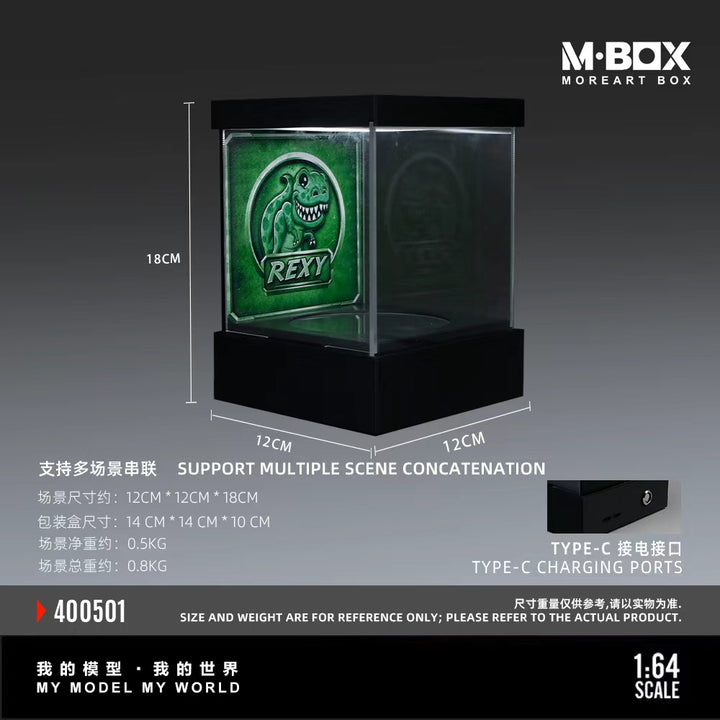 [Preorder] MBOX 1:64 Dinosaur Painted Light Rotating Exhibition Hall (3 Version)