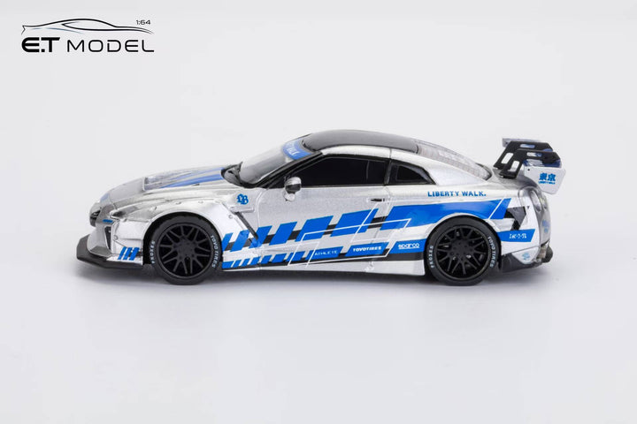[Preorder] ET Model x Model Collect 1:64 Nissan GT-R R35 LB Widebody Modified 1.5 Version FNF Silver Blue