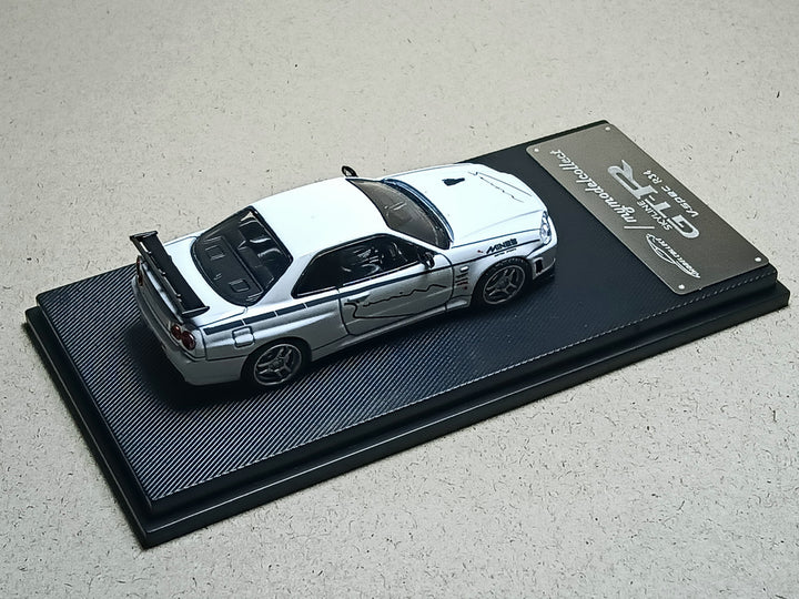 [Preorder] Model Collect 1:64 Nissan Skyline R34 V-Spec - White Mines Livery