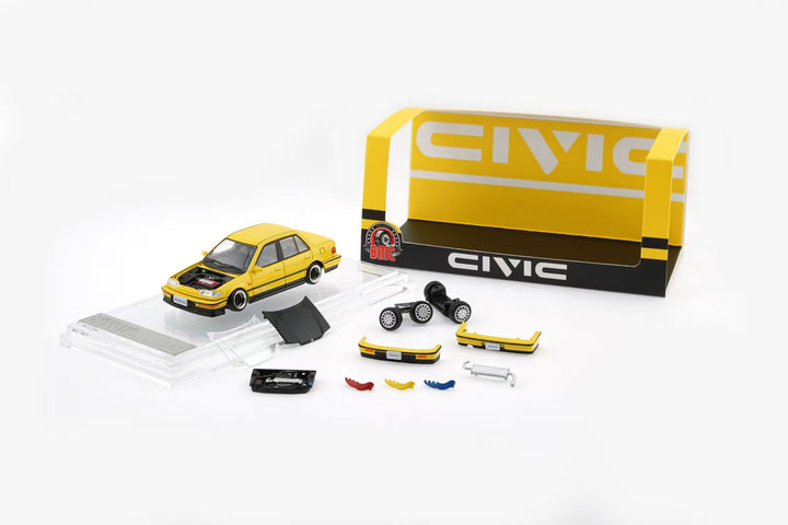 [Preorder] BMC 1:64 Honda Civic EF2 1991 - Custom Yellow BlK Bonnet 64B0469