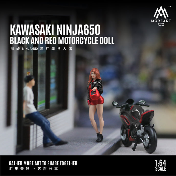 [Preorder] MoreArt 1:64 KAWASAKI NINJA650 BLACK AND RED MOTORCYCLE DOLL