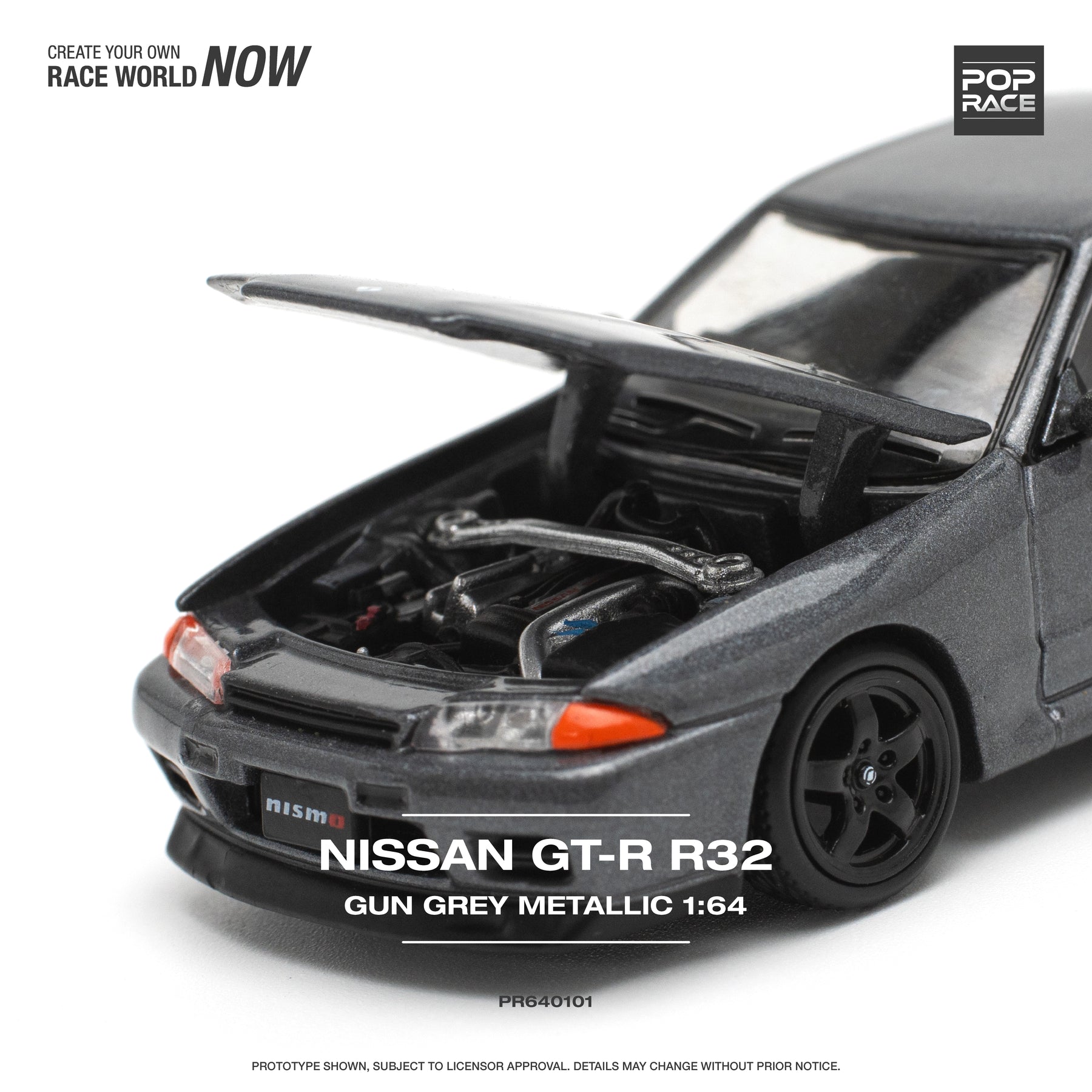 POPRACE 1:64 NISSAN SKYLINE GT-R R32 - GUN GREY METALLIC PR640101 ...