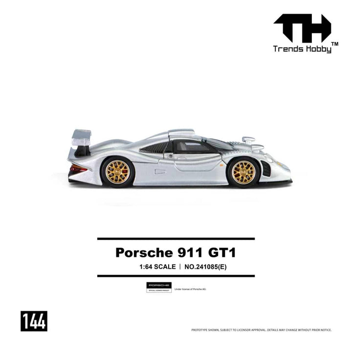[Preorder] Trends Hobby 1:64 Porsche 911 GT1 1998 Silver 241085(E)