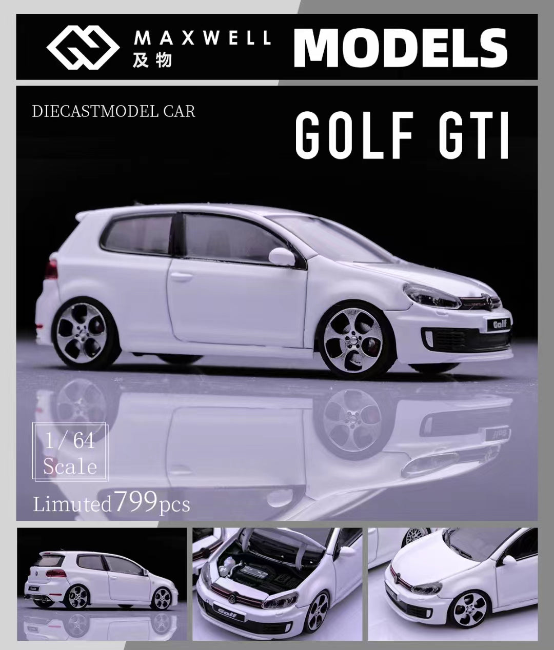 [Preorder] Maxwell Model 1:64 Volkswagen Golf GTI MK6 White