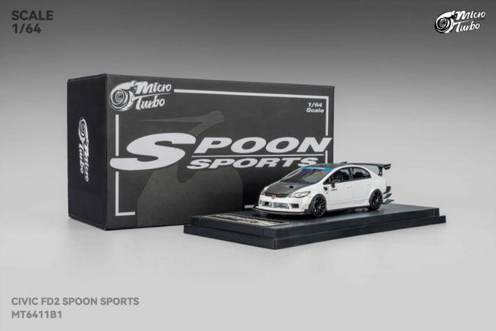 [Preorder] Microturbo 1:64 Honda Civic FD2 Spoon Metallic White MT6411B1