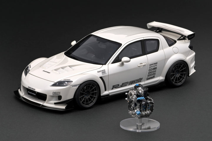 [Preorder] Ignition Model 1:18 Mazda RX-8 (SE3P) RE Amemiya Pearl White With 13B Engine IG3174