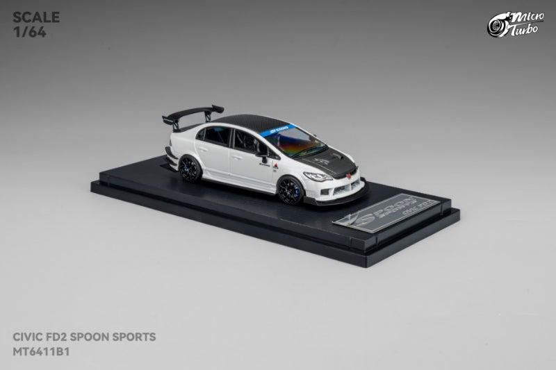 [Preorder] Microturbo 1:64 Honda Civic FD2 Spoon Metallic White MT6411B1