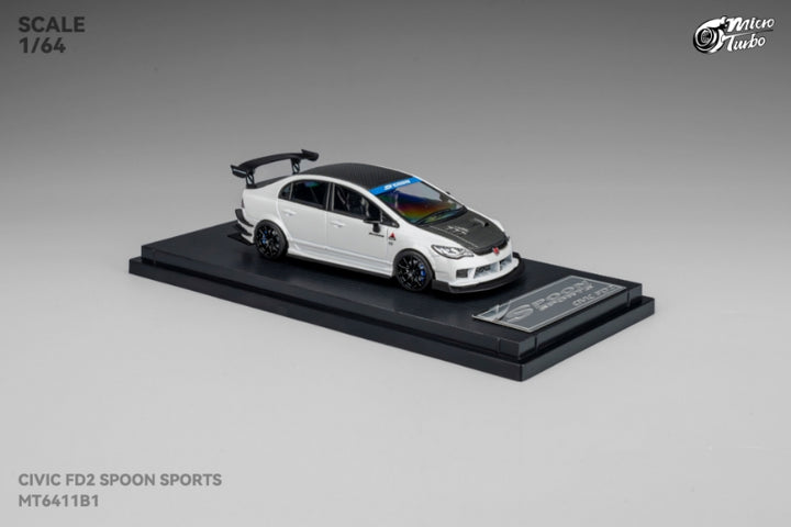 [Preorder] Microturbo 1:64 Honda Civic FD2 Spoon Metallic White MT6411B1