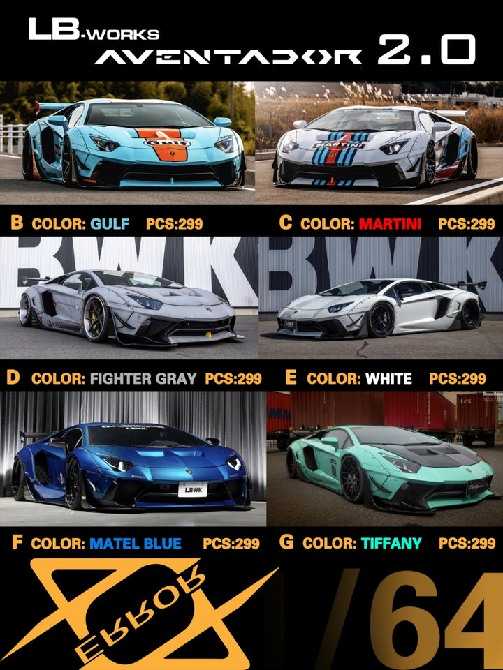 [Preorder] 404 ERROR 1:64 LBWK Lamborghini Aventador 2.0 (7 Colours)