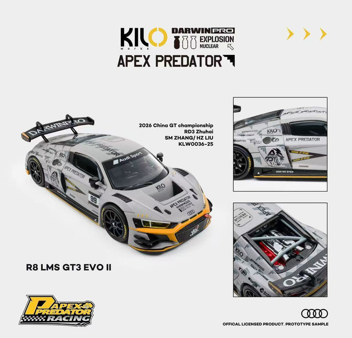 [Preorder] KILO works 1:64 AUDI R8 LMS GT3 EVO II  DarwinPRO Air Force Grey KLW0036-25