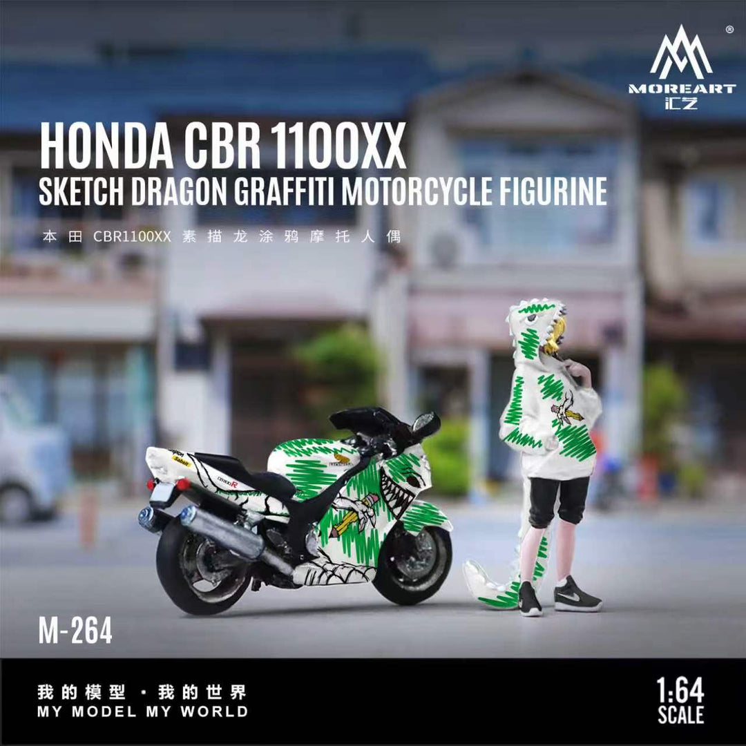 [Preorder] MoreArt 1:64 HONDA CBR 110OXX SKETCH DRAGON GRAFFITI MOTORCYCLE FIGURINE MO222264
