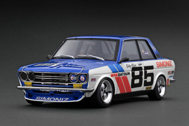 [Preorder] Ignition Model 1:18 Datsun Bluebird (510) White/Blue #85 IG3309