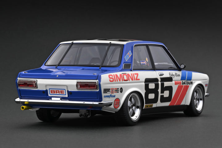 [Preorder] Ignition Model 1:18 Datsun Bluebird (510) White/Blue #85 IG3309