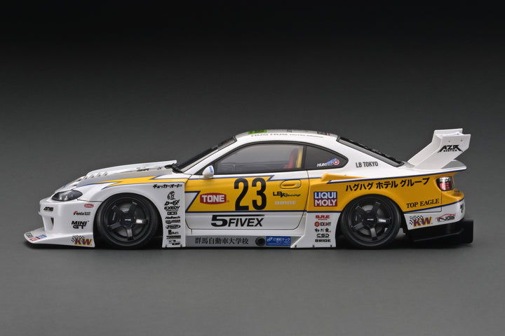 Ignition Model 1:18 LB-Super Silhouette S15 SILVIA White/Yellow IG2919 Side