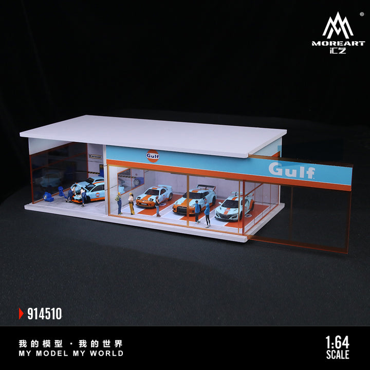 [Preorder] MoreArt 1:64 GULF AND HKS PARKING EXHIBITION HALL (2 Versions) MO914510/MO914511