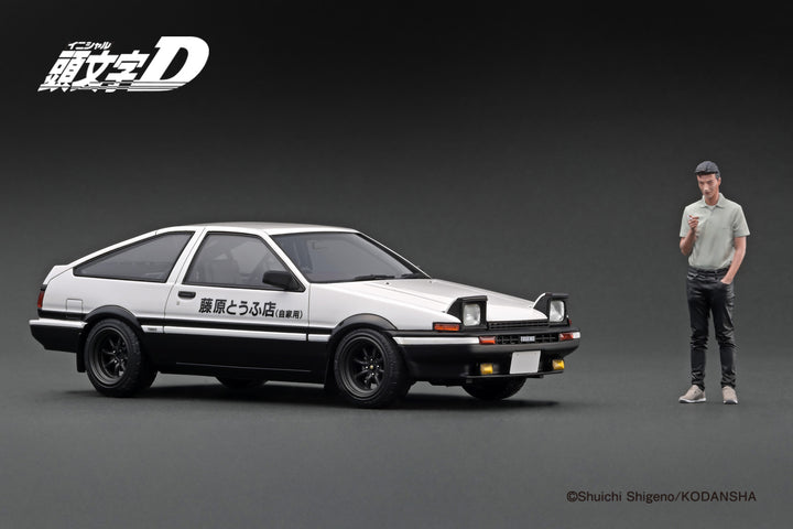 [Preorder] Ignition Model 1:18 INITIAL D Toyota Sprinter Trueno 3Dr GT Apex(AE86) White/Black With Mr.Bunta Fujiwara