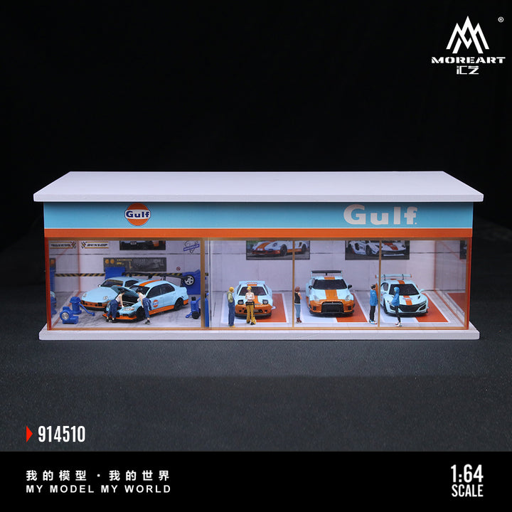 [Preorder] MoreArt 1:64 GULF AND HKS PARKING EXHIBITION HALL (2 Versions) MO914510/MO914511