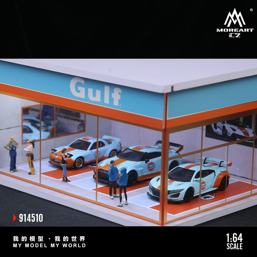 [Preorder] MoreArt 1:64 GULF AND HKS PARKING EXHIBITION HALL (2 Versions) MO914510/MO914511