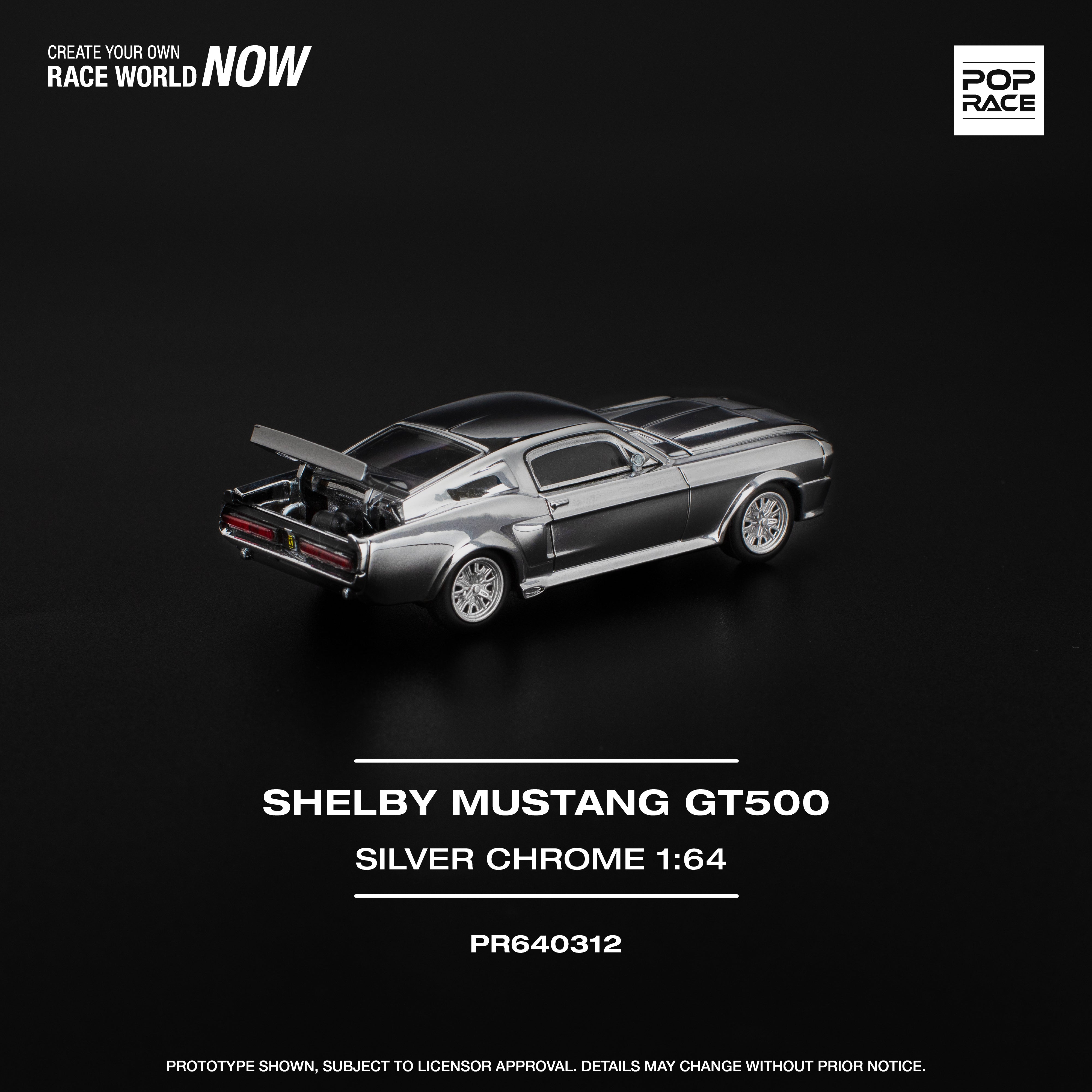 Preorder] POPRACE 1:64 SHELBY MUSTANG GT500 - SILVER CHROME
