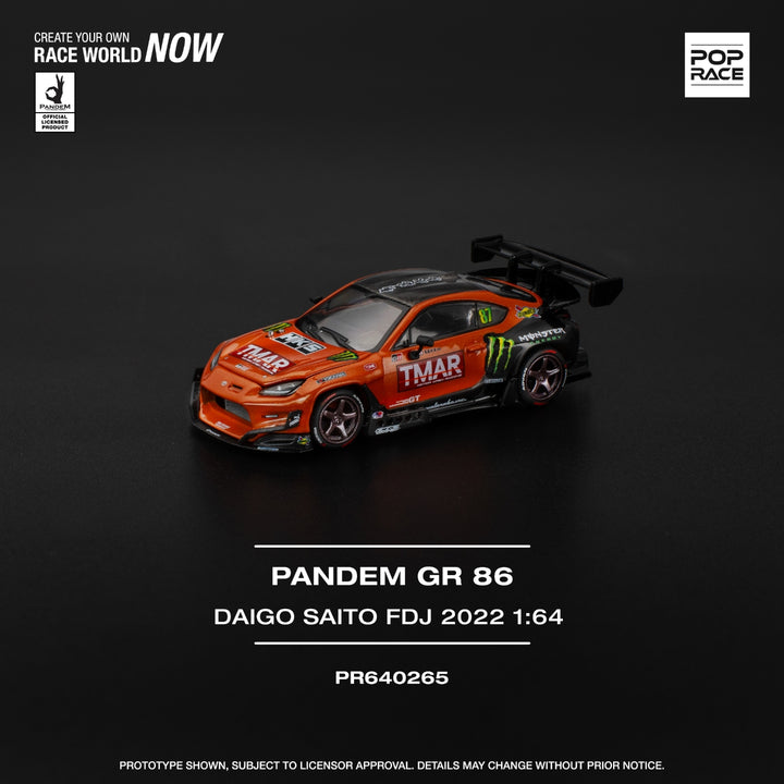 [Preorder] POPRACE 1:64 PANDEM TOYOTA GR86 - DAIGO SAITO FORMULA DRIFT JAPAN 2022 PR640265