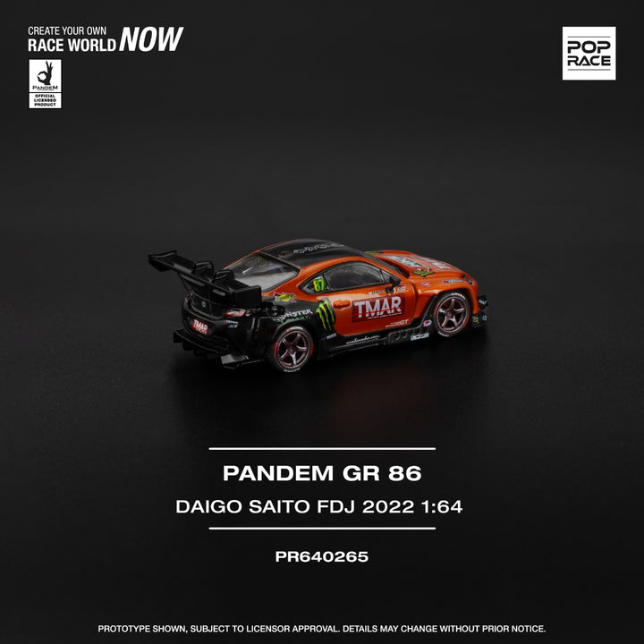 [Preorder] POPRACE 1:64 PANDEM TOYOTA GR86 - DAIGO SAITO FORMULA DRIFT JAPAN 2022 PR640265