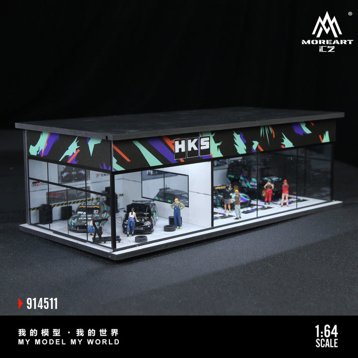 [Preorder] MoreArt 1:64 GULF AND HKS PARKING EXHIBITION HALL (2 Versions) MO914510/MO914511