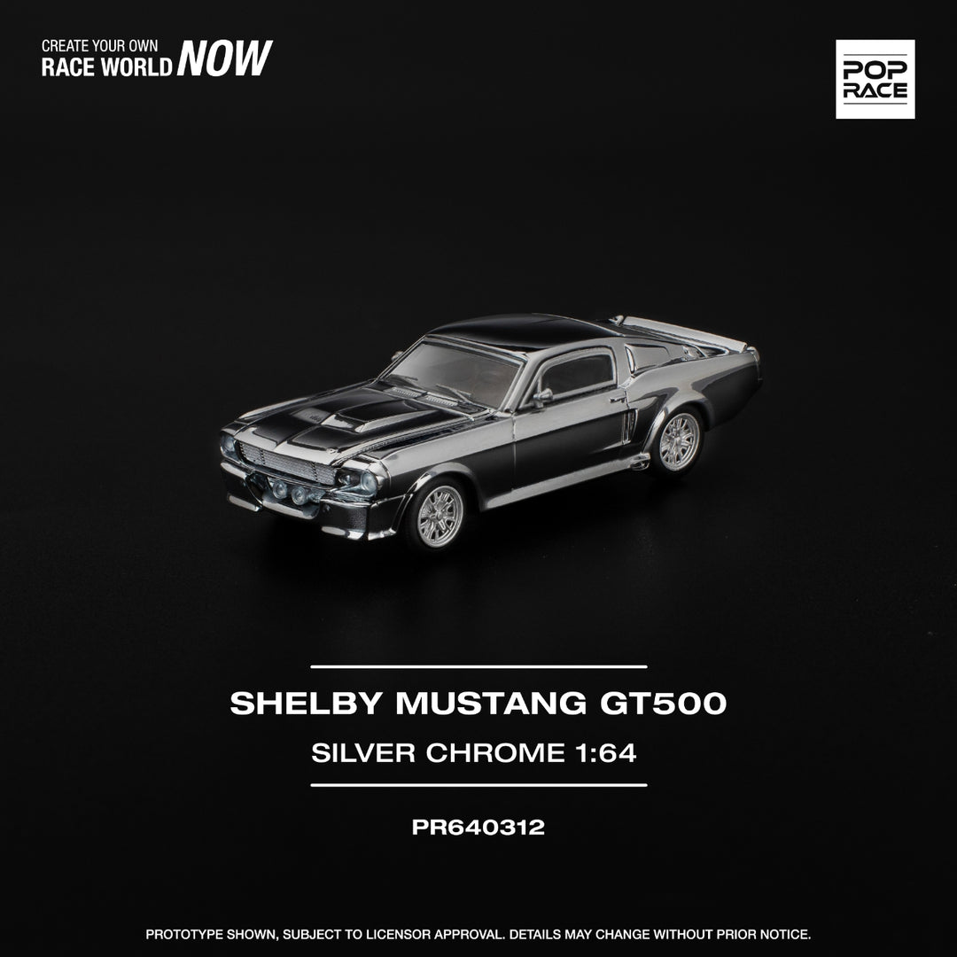 [Preorder] POPRACE 1:64 SHELBY MUSTANG GT500 - SILVER CHROME PR640312