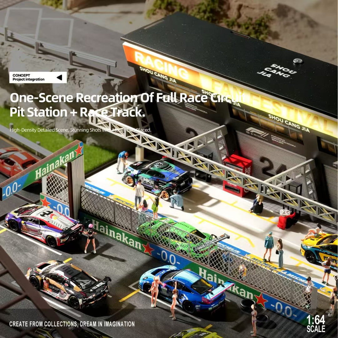 [Preorder] SHOU CANG JIA 1:64 PIT BUILDING RACE TRACK SCENE SCJ-82083