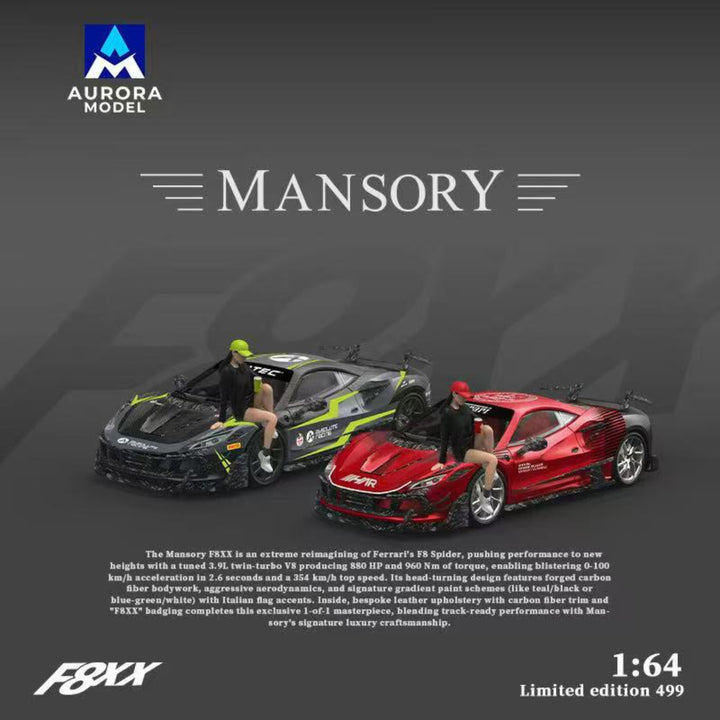 [Preorder] Aurora Model 1:64 Ferrari F8 Tributo Mansory F8XX Har and Absolute racing Livery (4 Versions)