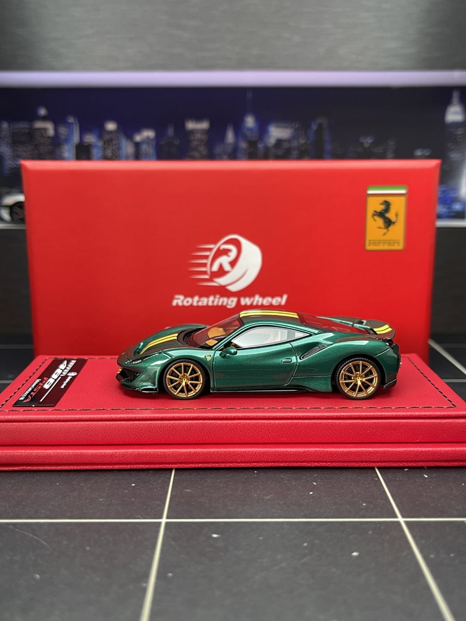 roatating wheel 1/64フェラーリ488ピスタ　ベイビーブルー Preorder] Rotating Wheel 1:64 Ferrari 488 Pista - Green