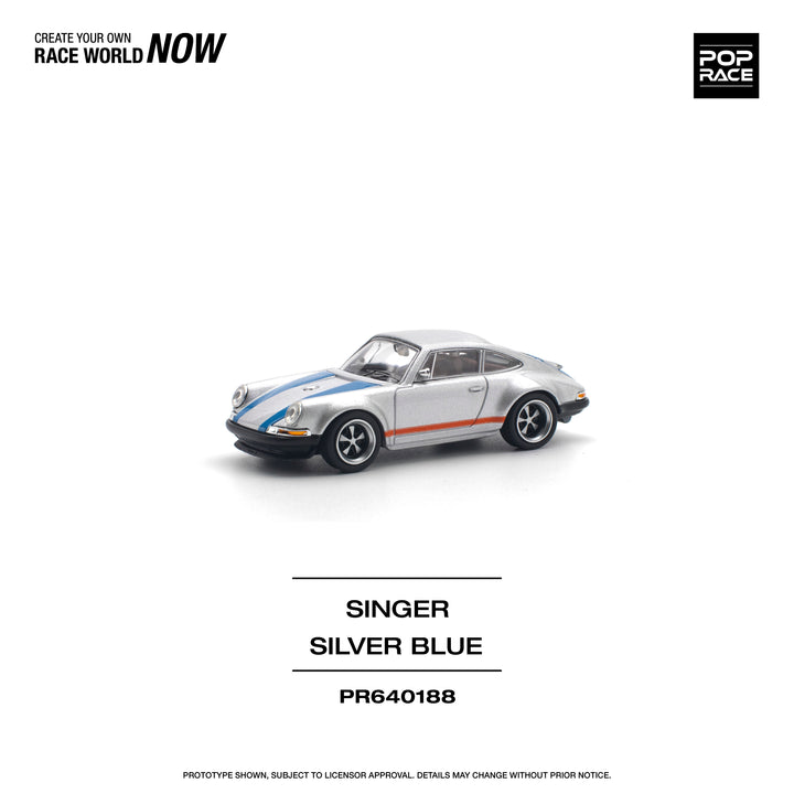 [Preorder] POPRACE 1:64 PORSCHE SINGER SILVER/BLUE PR640188