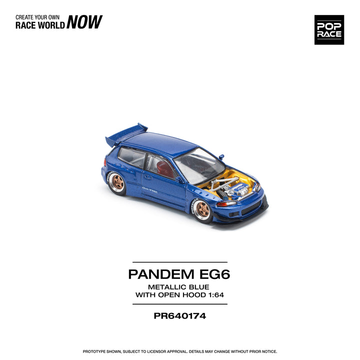 [Preorder] POPRACE 1:64 PANDEM CIVIC EG6 METALLIC BLUE PR640174