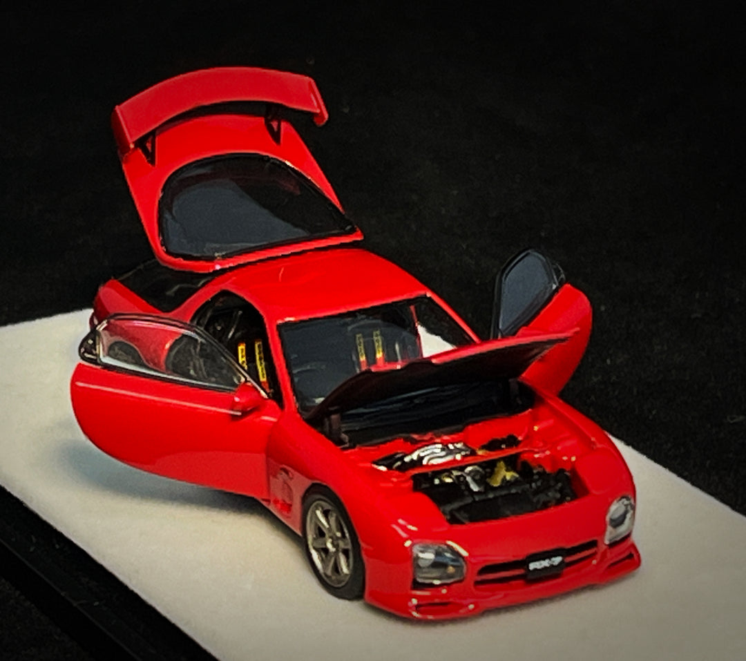 Red Cartoon Rx7 PGM 1:64 Mazda RX7 Red Color (2 Versions) – Horizon Diecast