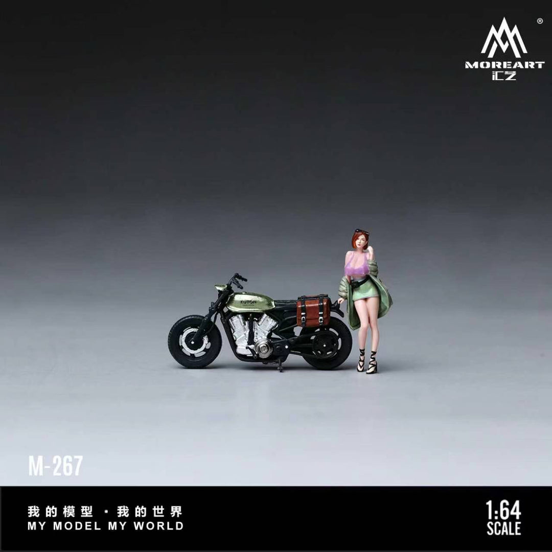 [Preorder] MoreArt 1:64 Military Green Retro Biker Girl Figure Set MO222267