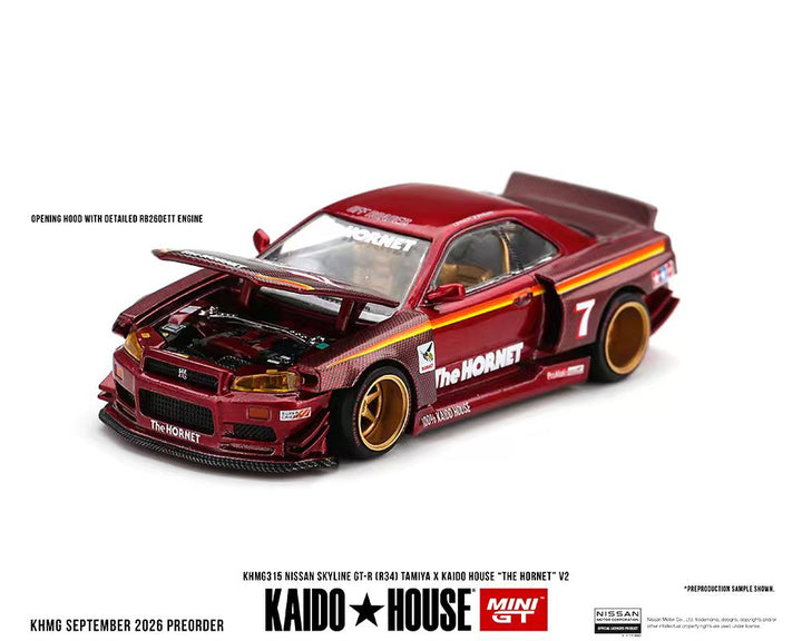 [Preorder] Kaido House x Mini GT 1:64 Nissan Skyline GT-R (R34) TAMIYA x KAIDO HOUSE “The Hornet” V2 KHMG315