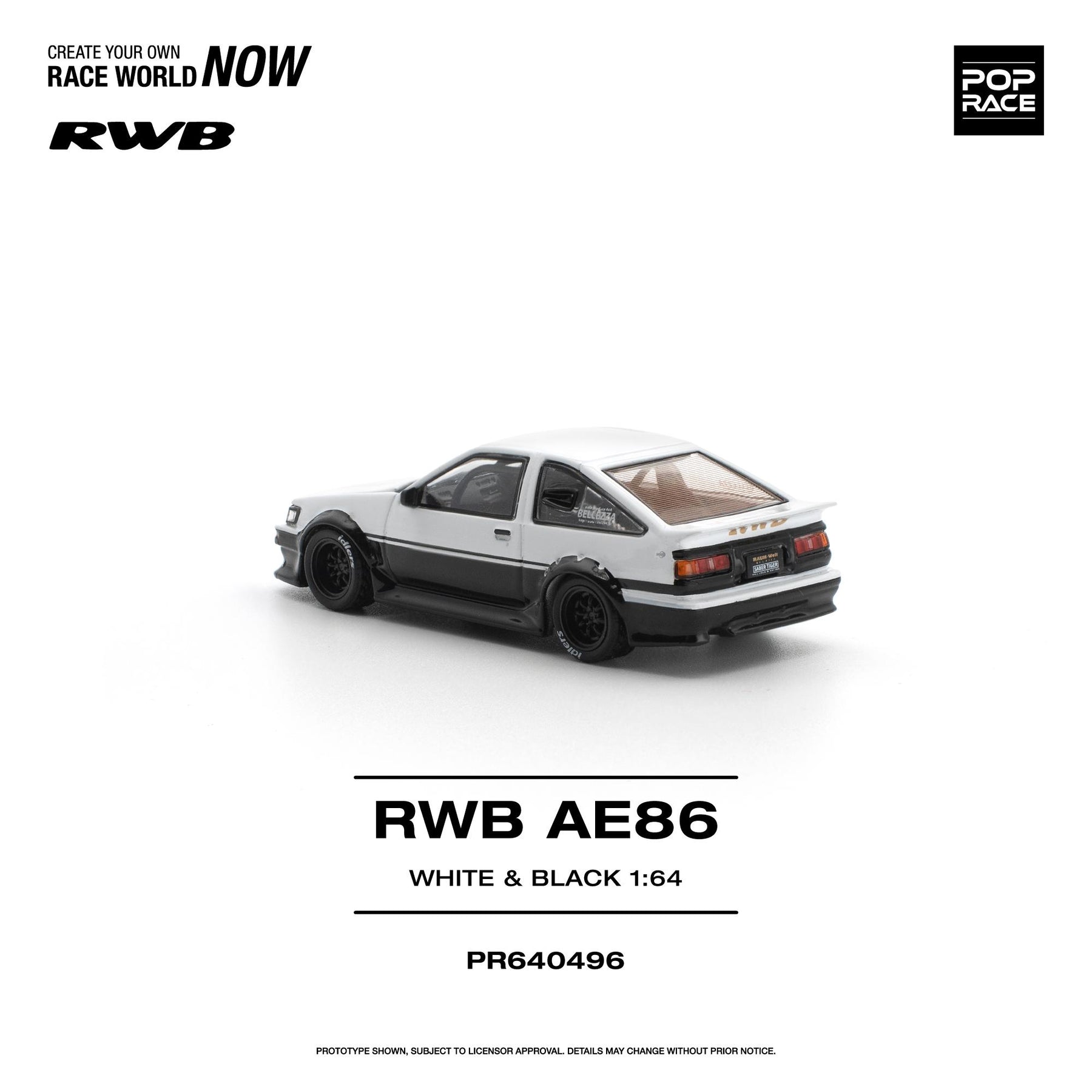 Preorder] POPRACE 1:64 Toyota RWB AE86 WHITE BLACK PR640496